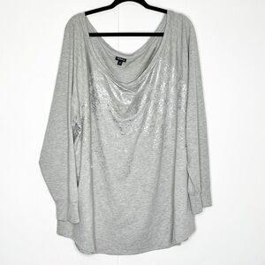 Torrid Heather Gray Long Sleeve Top with Metallic Details